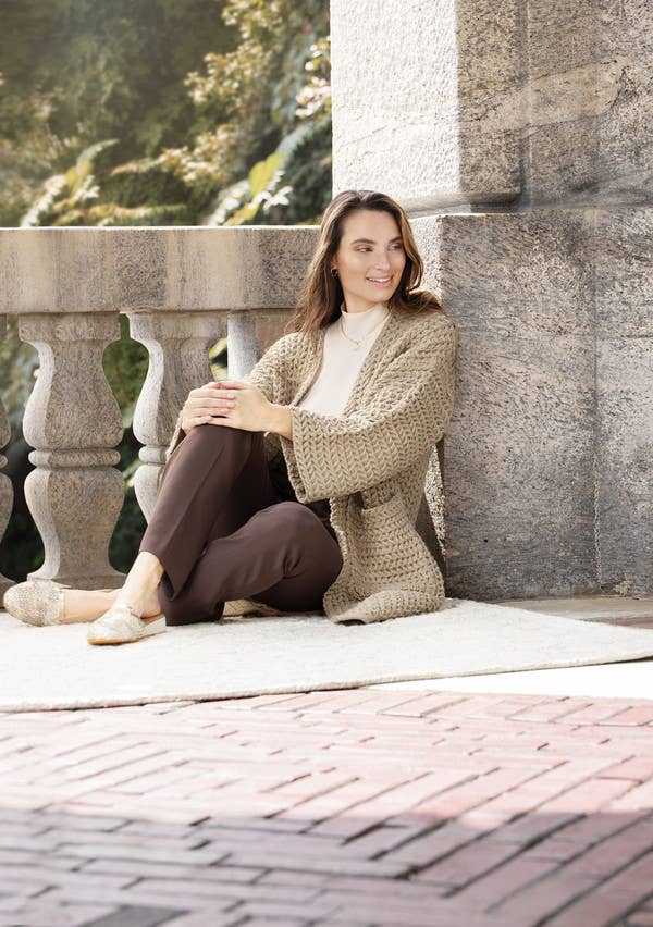 SAACHI - Vendita all'ingrosso Kimono - Donna - Cardigan Kimono a maniche lunghe in maglia a trecce5