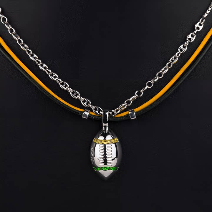 Collier de football - Grenats tsavorites et saphirs jaunes pour la vente par AVID Sports Jewelry