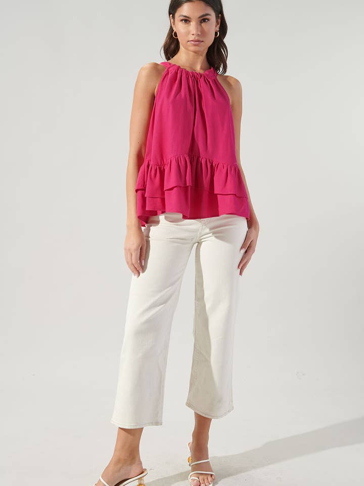 Fuschia Lizette Tie Back Trapeze Top for wholesale on Faire