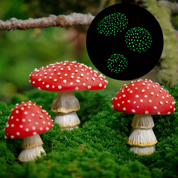 Mushrooms for Garden - Set of 3- Glow in the Dark for wholesale by Tree Poetry