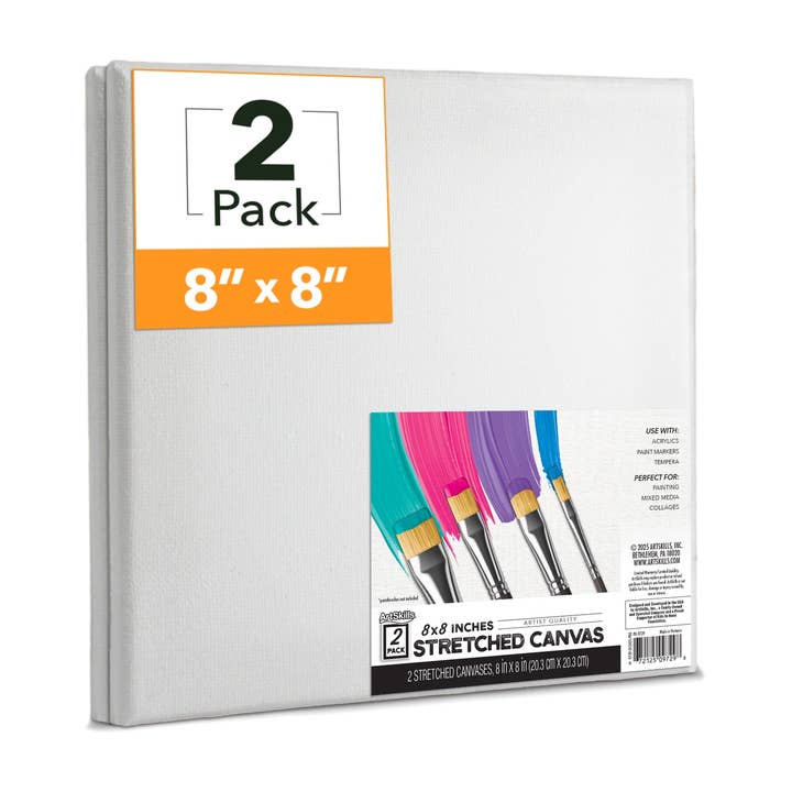 ArtSkills Stretched Canvases for Painting, 8x8 - 2-Pack for wholesale by ArtSkills