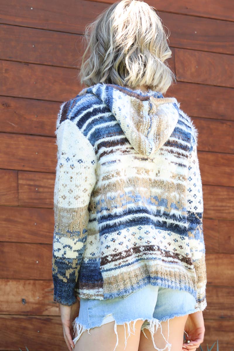 ANGIE - Wholesale Knit Sweater - Women's - XHS08-ASIS COZY ZIP FRONT HOODED CARDIGAN SWEATER W POCKETS4