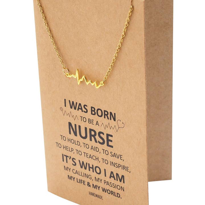 Quan Jewelry - Vendita all'ingrosso Collana con ciondolo/pendaglio - Collana con cardiogramma Macaria, regalo per infermiera12