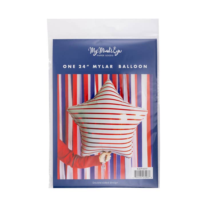 SSP1017 - Palloncino in mylar a forma di stella a strisce rosse per la vendita all'ingrosso da parte di My Mind’s Eye