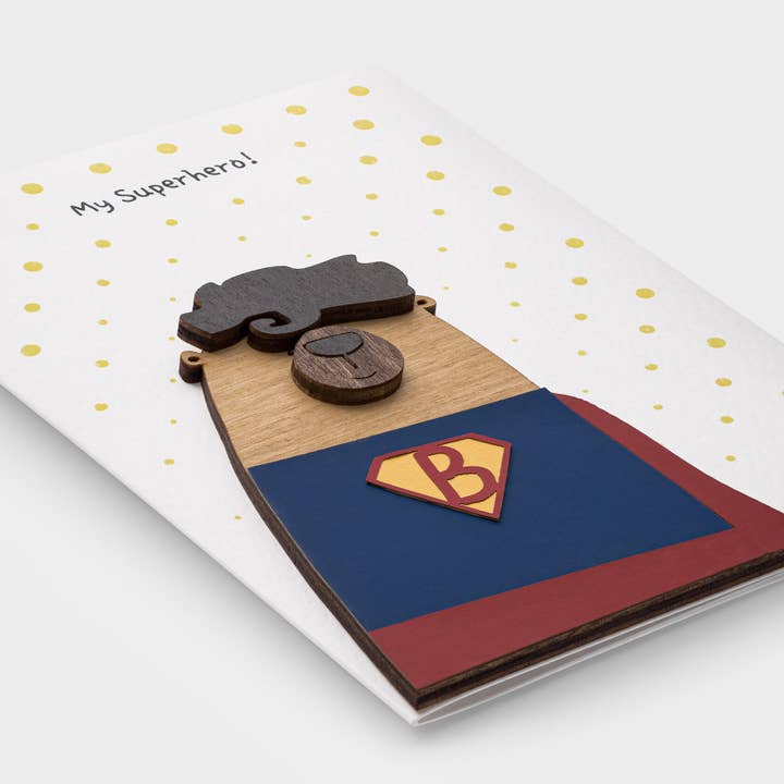 3D Wooden Superhero Card – Handmade Hero Greeting PESKOVOI for wholesale by PESKOVOI