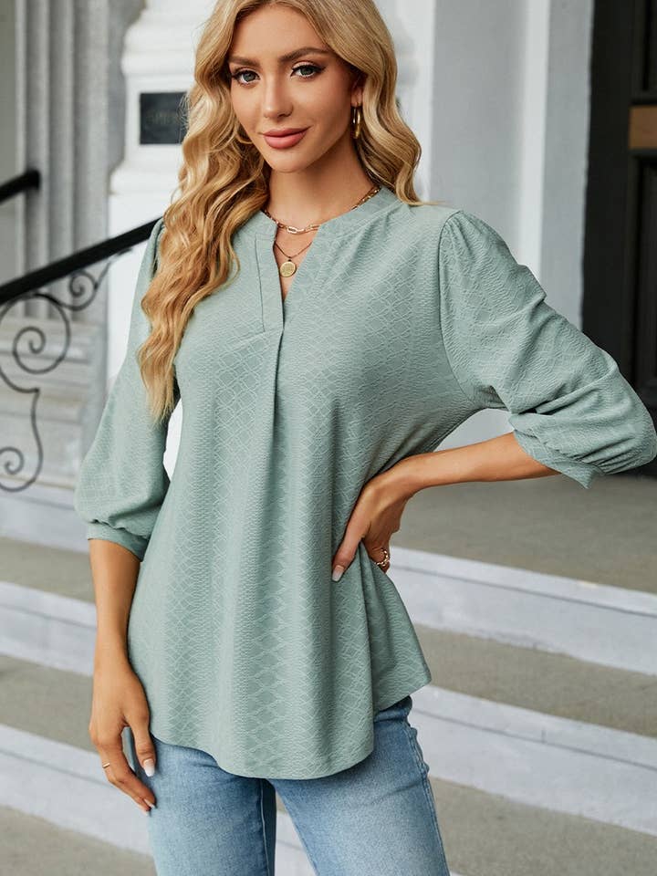 Lily Clothing - Vente Chemisier – femme - CWTSTL0358_BLOUSE CÔTELÉE À MANCHES 3/4 POUR FEMME13