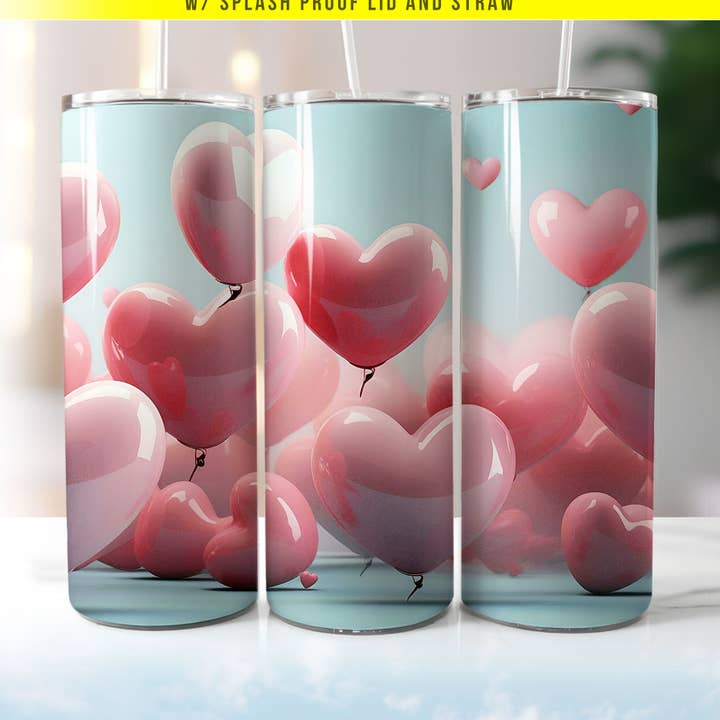Valentine's Day Pink Balloons 20oz Tumbler for wholesale by House Of Rodan