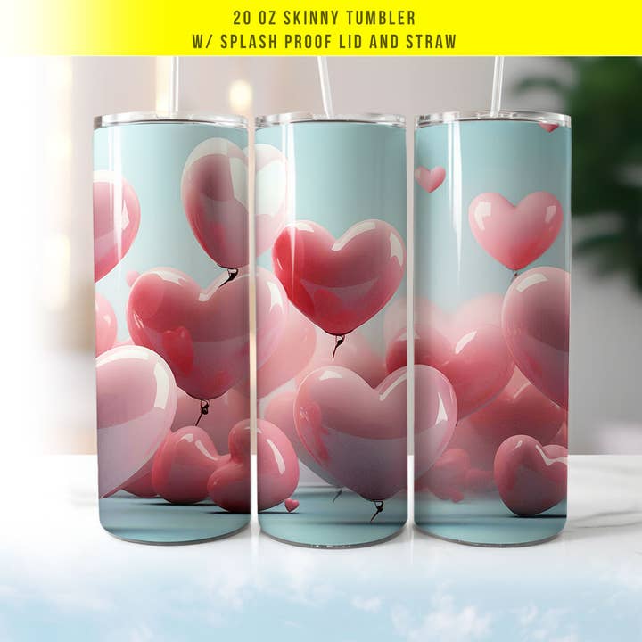 Valentine's Day Pink Balloons 20oz Tumbler for wholesale by House Of Rodan