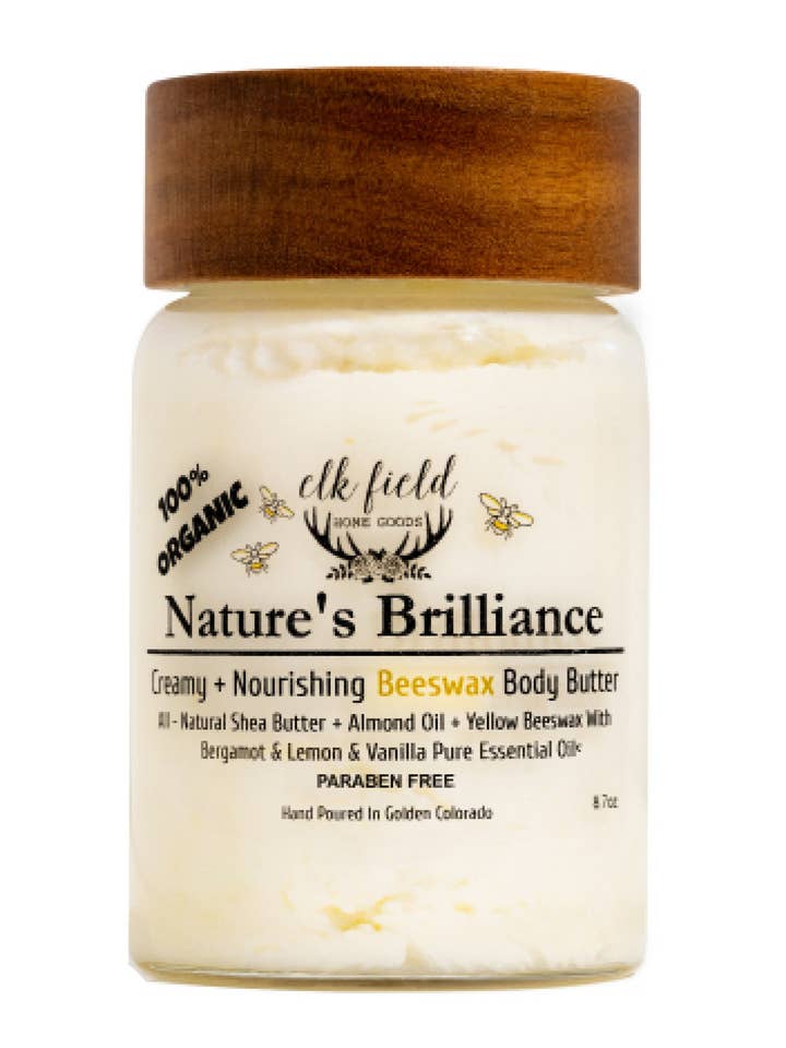 Crème de Brillance de la Nature Beurre Corporel Crémeux et Nourrissant à la Cire d'Abeille Jaune pour la vente par Elk Field Home Goods