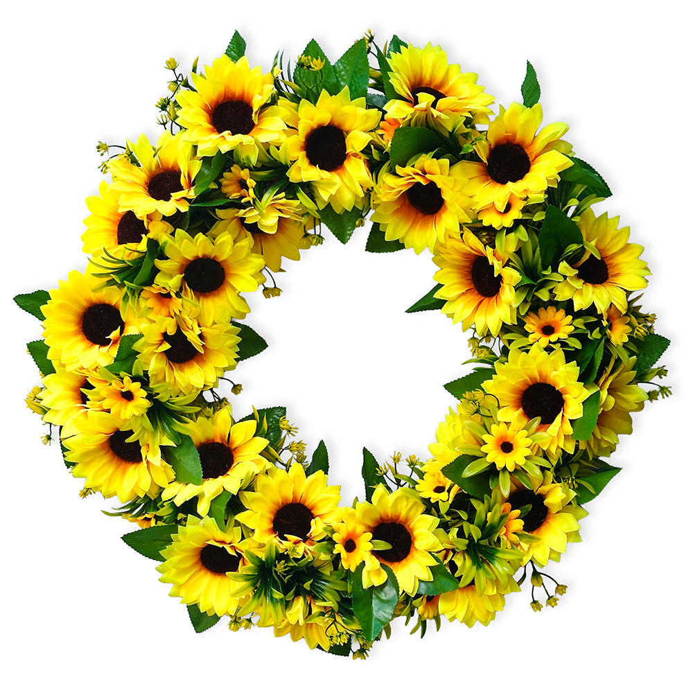 OrnamentallyYou – Coroa de flores por atacado – Grinalda de Girassol para Porta da Frente ou Lar, 20 Polegadas3