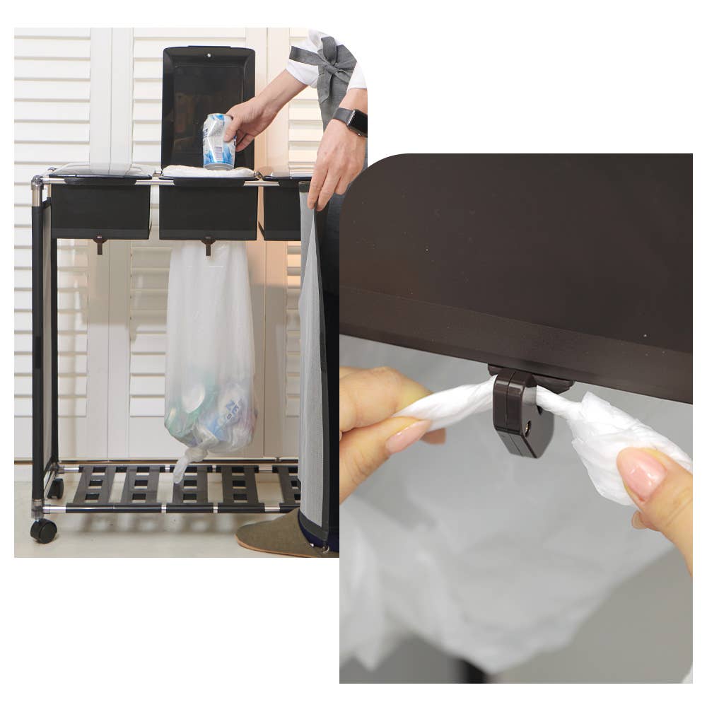 senseQ – wholesale Rubbish can/Rubbish bin – 2 in1 64L Easy Fit Magic Recycle Bin with Lid, Wheels3