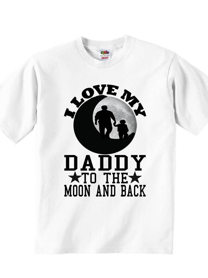 Camisetas para bebés con texto en inglés «I Love My Daddy To The Moon And Black» para venta al por mayor de Little Ratbag