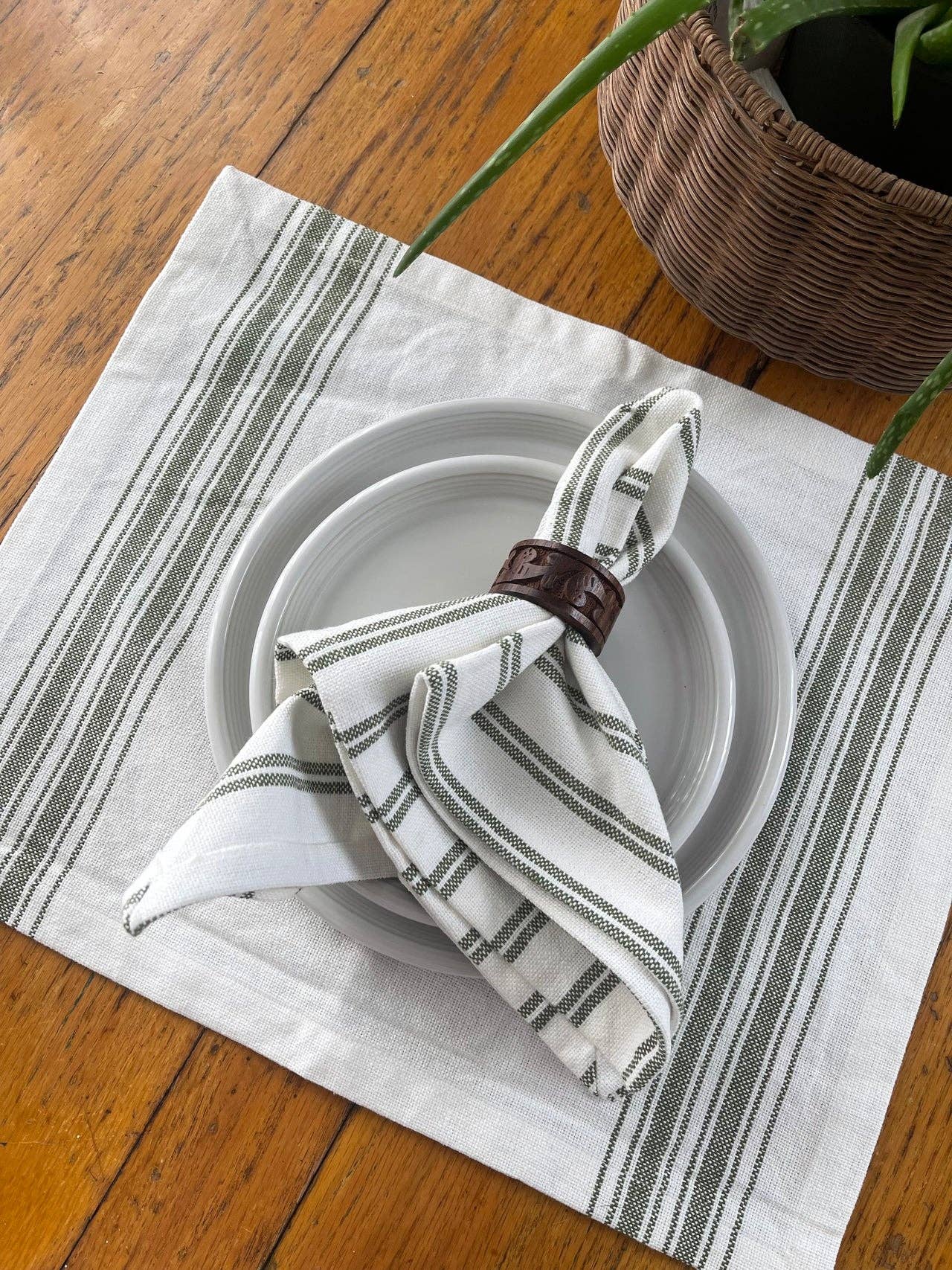 Home Collections by Raghu - Wholesale Dinner & Cloth Napkin - Grain Sack Sage Napkin2