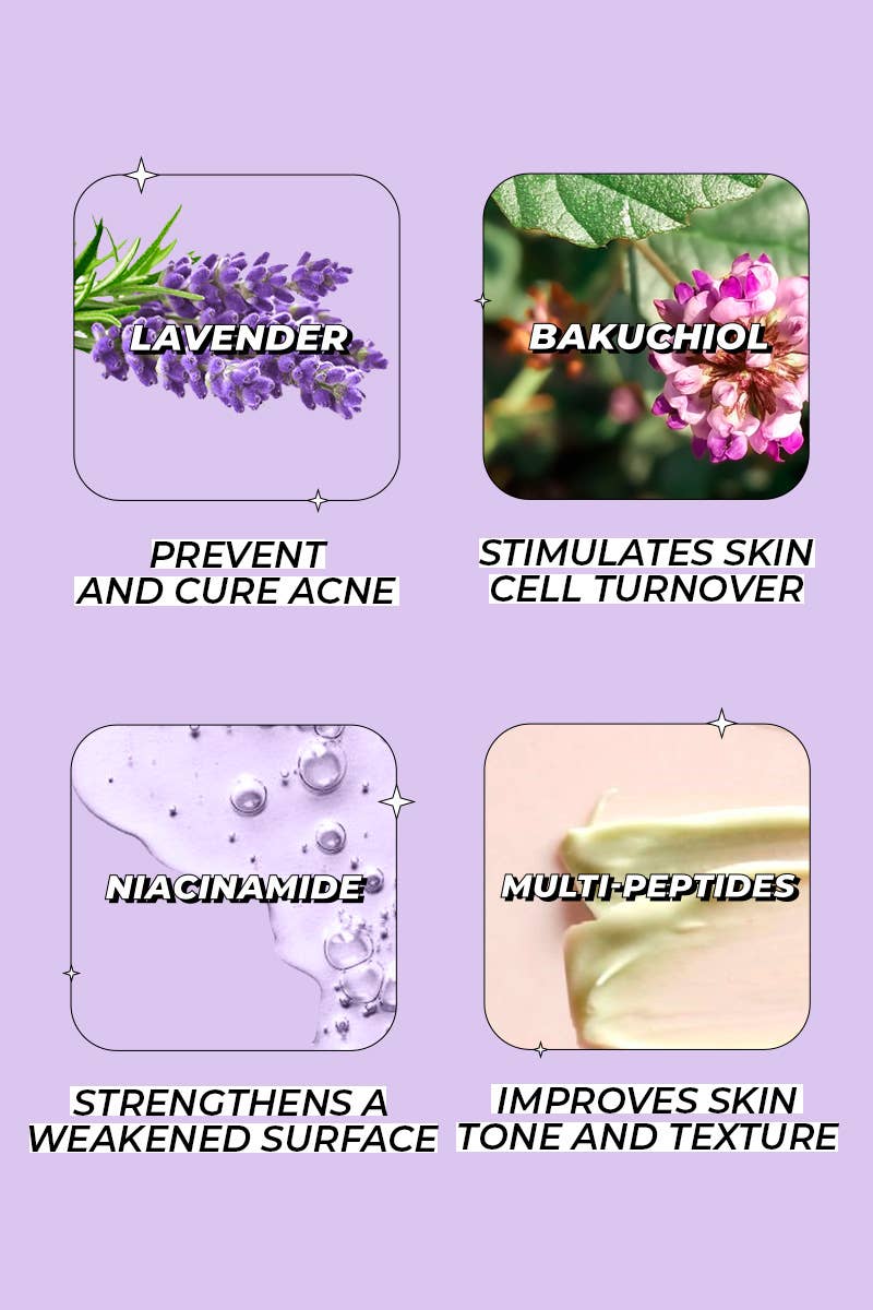 Vitamasques US - Vente Masque pour le visage - MASQUE FACIAL RELAXANT À LA LAVANDE ET AU BAKUCHIOL6