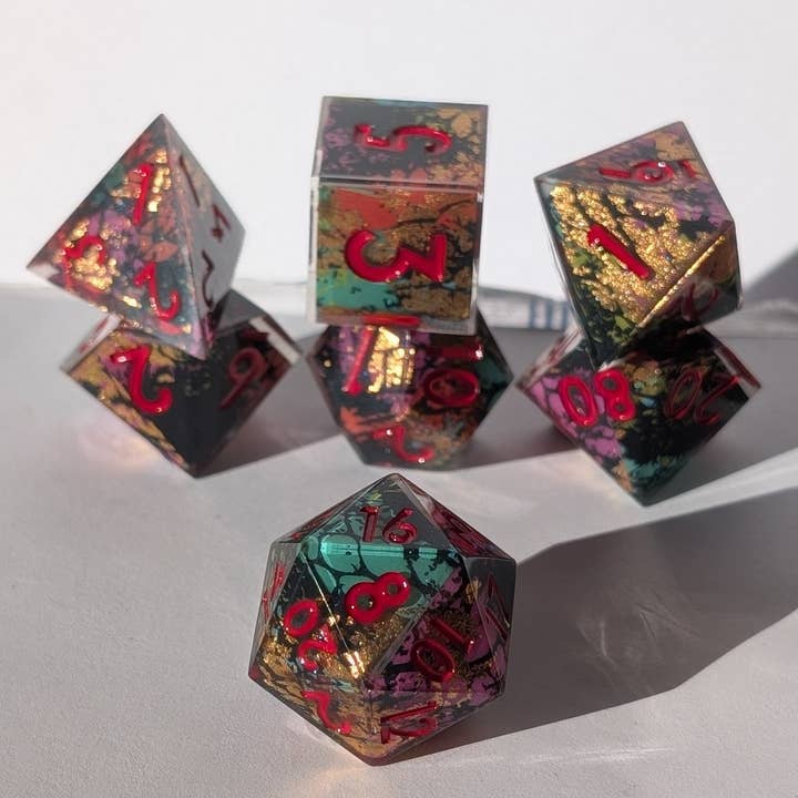 EBONWOOD - Wholesale Dice - Runeburst - 7 Piece Luxury D&D Dice Set4