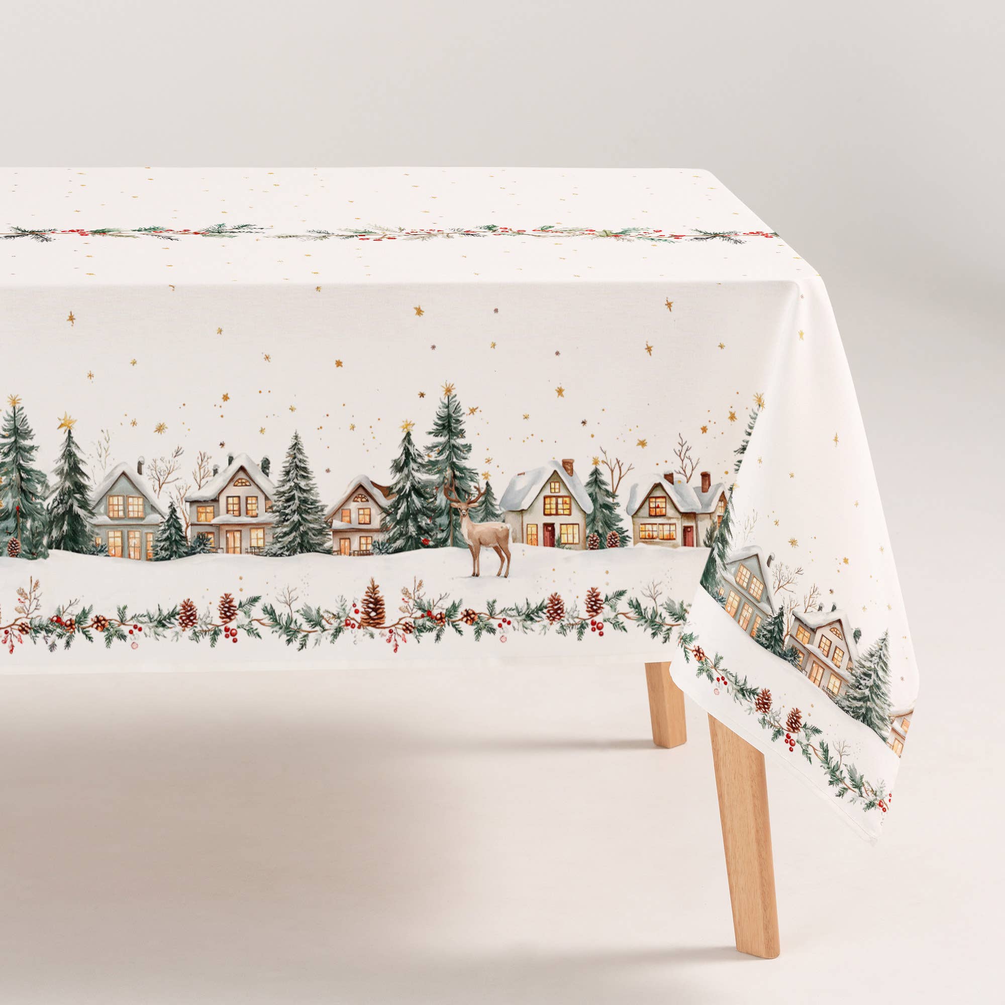 GAMUSI - Vente Nappes - Nappe de Noël anti-taches en coton doux imperméable WINSET2