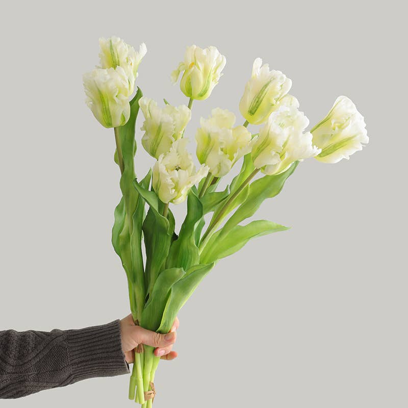 ACNITE(We cover U.S. import duties) - Wholesale Artificial Flowers - 3 flowers  artificial tulips bunch real touch Parrot tulips8