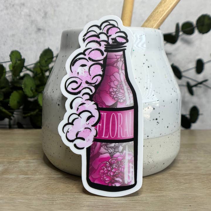 Floral Beer Bottle Vinyl Sticker for wholesale by Everyday H2O