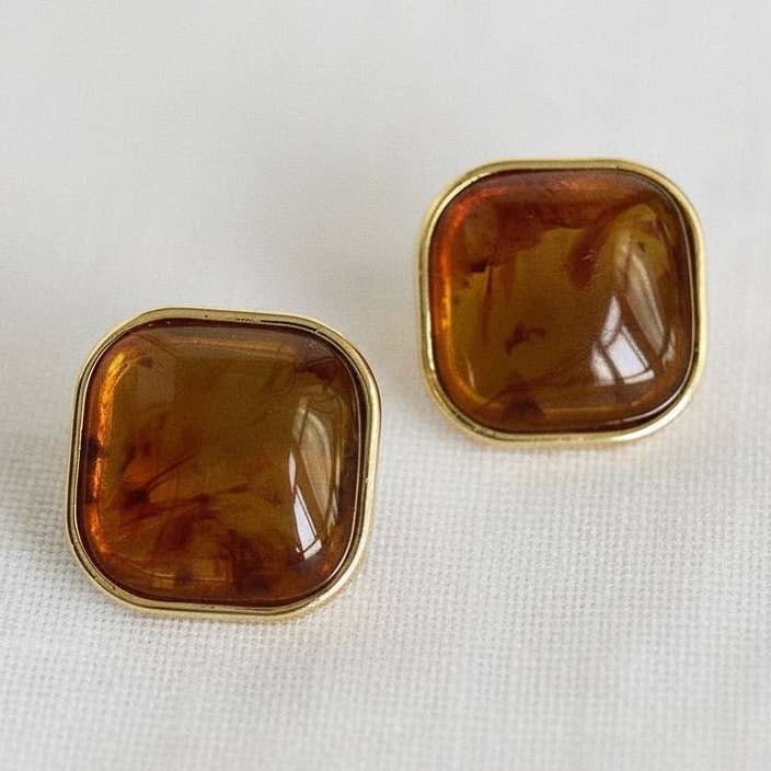 Orecchini pendenti geometrici ispirati all'ambra retrò per la vendita all'ingrosso da parte di Ellemadera