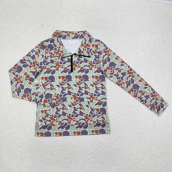Aier Wholesale - Wholesale Graphic Sweatshirt - Women's - 8 Colors Adult Women Camouflage Long Sleeve Tee Shirts Zip Pullovers Tops
