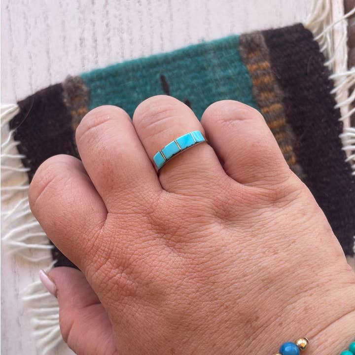 Nizhonitradersllc - Wholesale Multi-Stone Ring - Zuni Sterling Silver & Turquoise 4 Stone Stacker Ring3