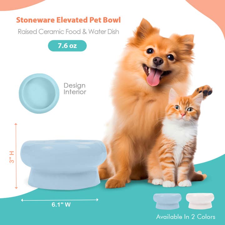 Precious Tails - Wholesale Pet bowl – Cat/dog - Abstract bubble Shaped Stoneware Elevated Pet Bowl9