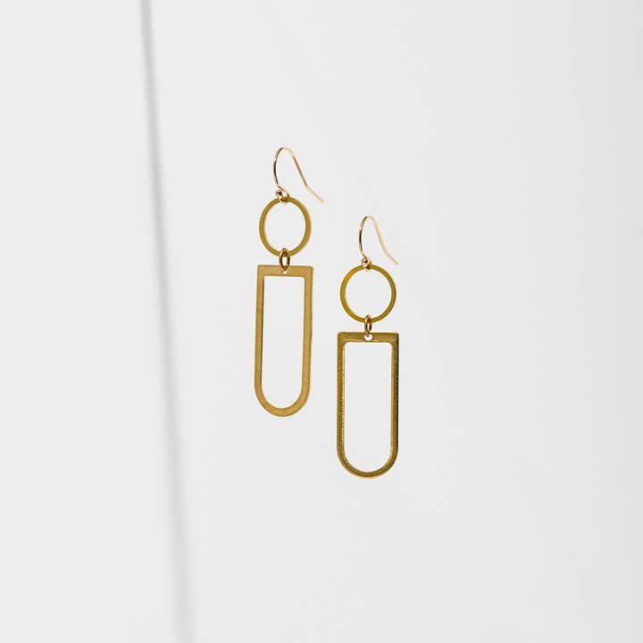 Brass Axiom Geometry Earrings for wholesale by Larissa Loden
