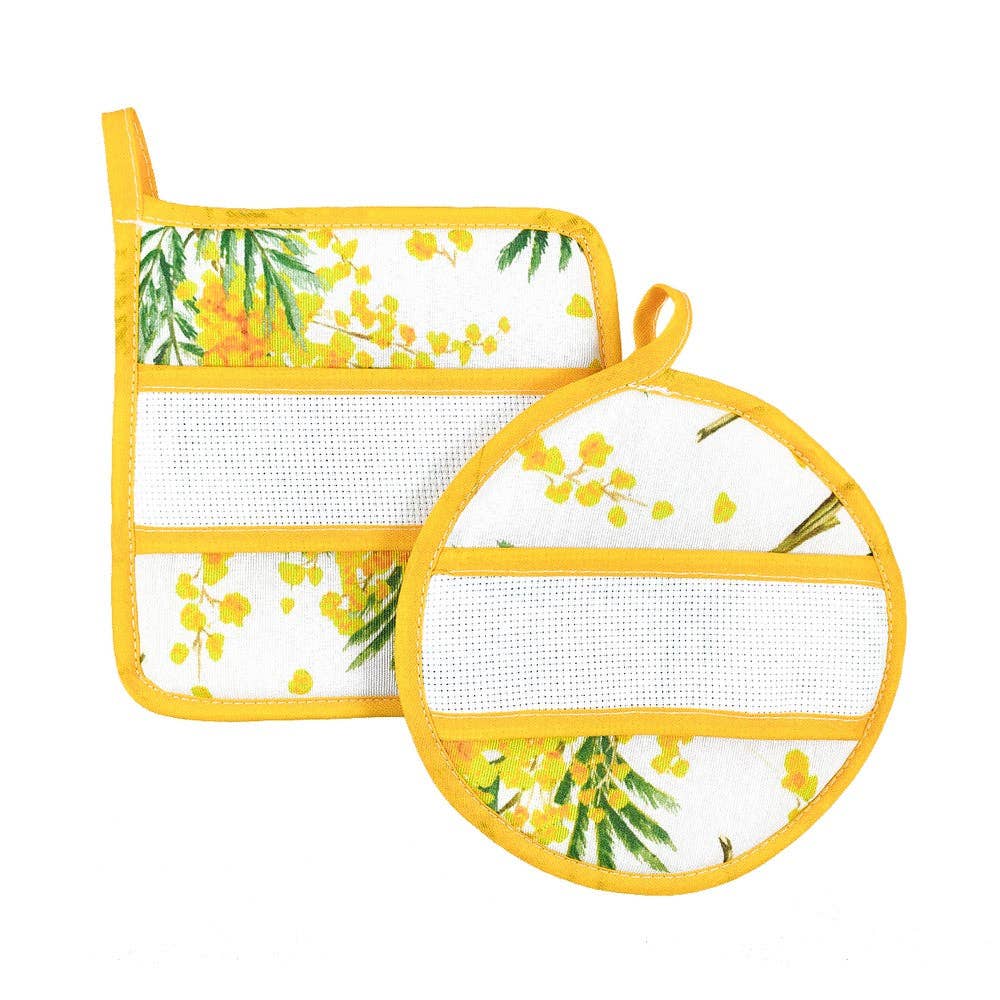 Almatex srl - Wholesale Oven Mitt/Pot Holder - GARDEN potholder square or round with etamine band4