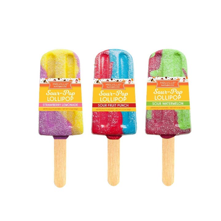 Sour Pop Lollipops - Assorted for wholesale by Melville Candy Company