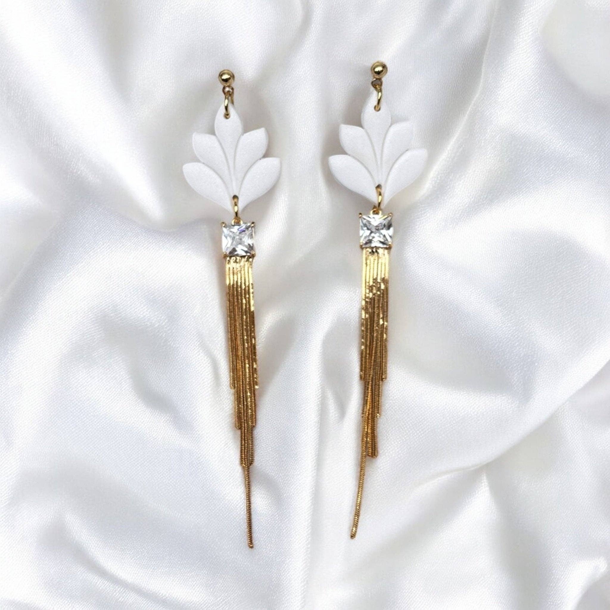 DUESTELLE ITALIA - Venta al por mayor Pendientes colgantes - Golden Cascade - Pendientes Artesanales Blanco y Oro11