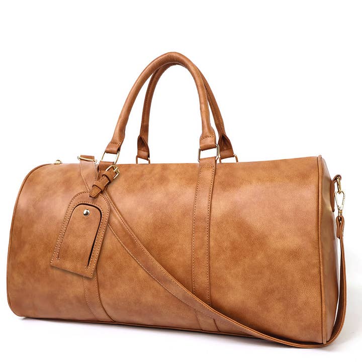 Brown Ladies Vintage Leather Travel Handbag TZBG0422 for wholesale on Faire