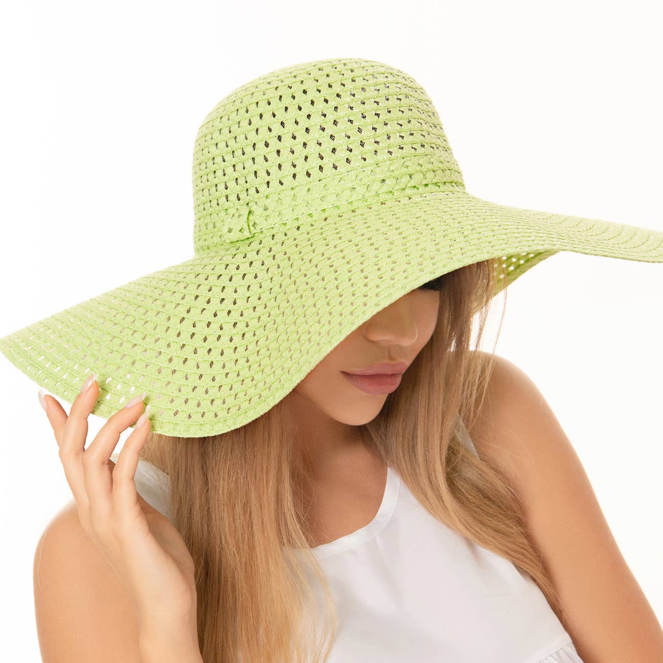 anbfashion – wholesale Stråhatt – Dam – KLIPP UT MONOKROM BAND BRED RAND DISKETT HALM SOLHATT4