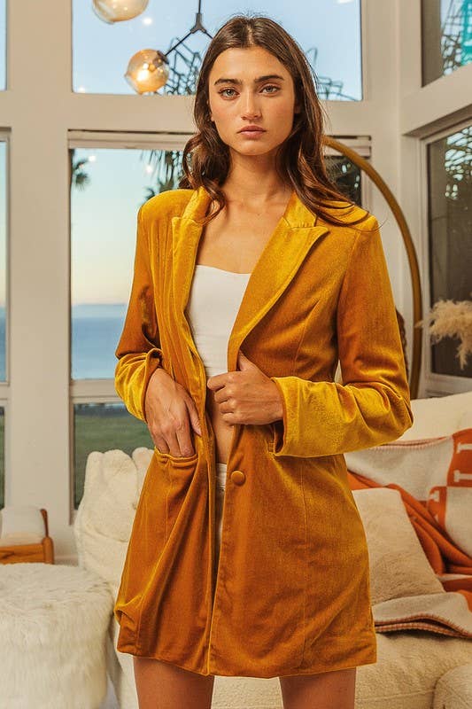 Vanilla Monkey - Wholesale Blazer - Women's - Shiny Velvet Peak Lapel Single Blazer2