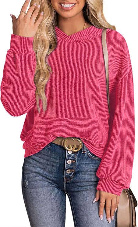 safistyle - Wholesale Sweatshirt - Women's - Loose Twisted Hooded Long Sleeve Sweatshirt2