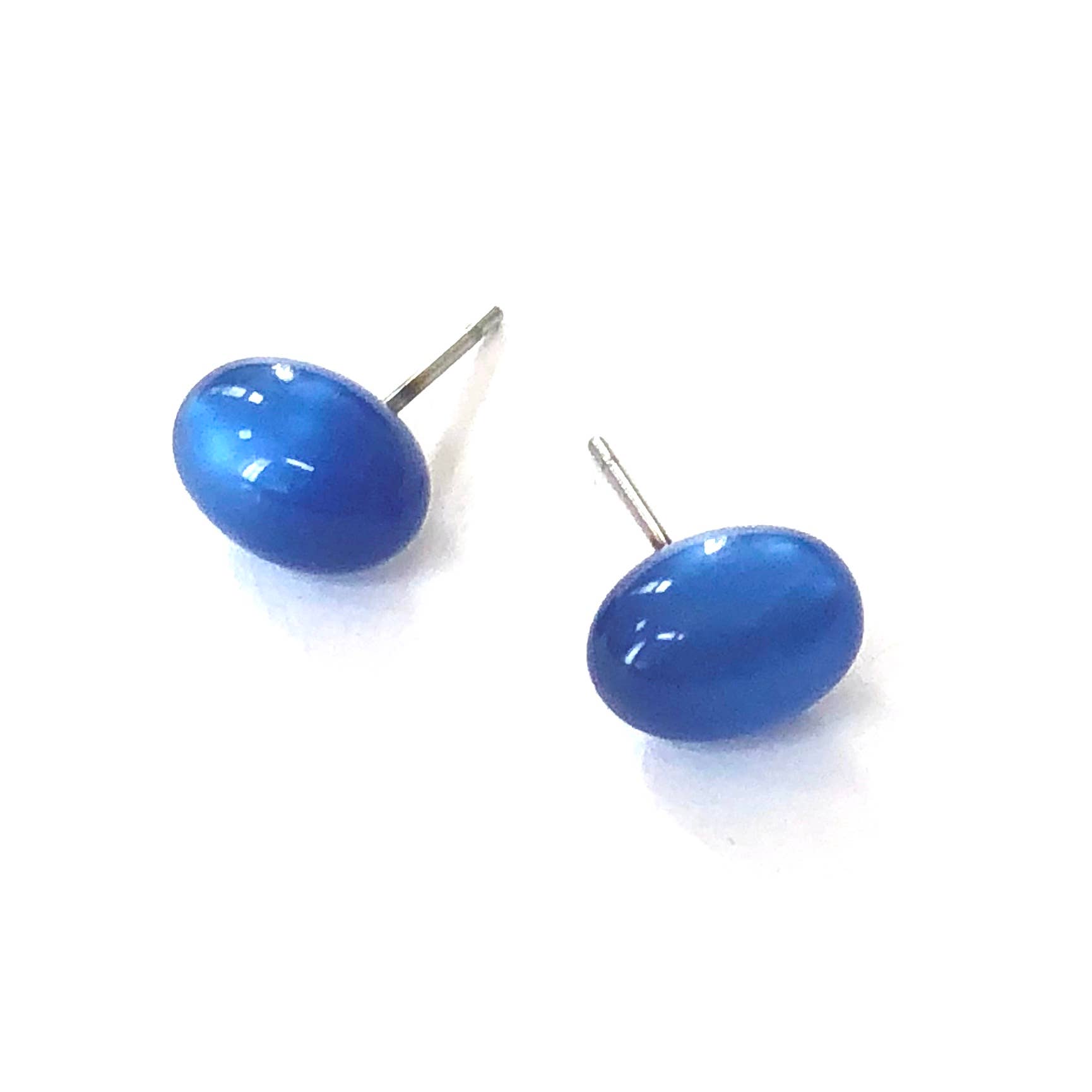 Leetie Lovendale - Wholesale Stud/Post Earrings - Sapphire Blue Moonglow Oval Bulb Stud Earrings2