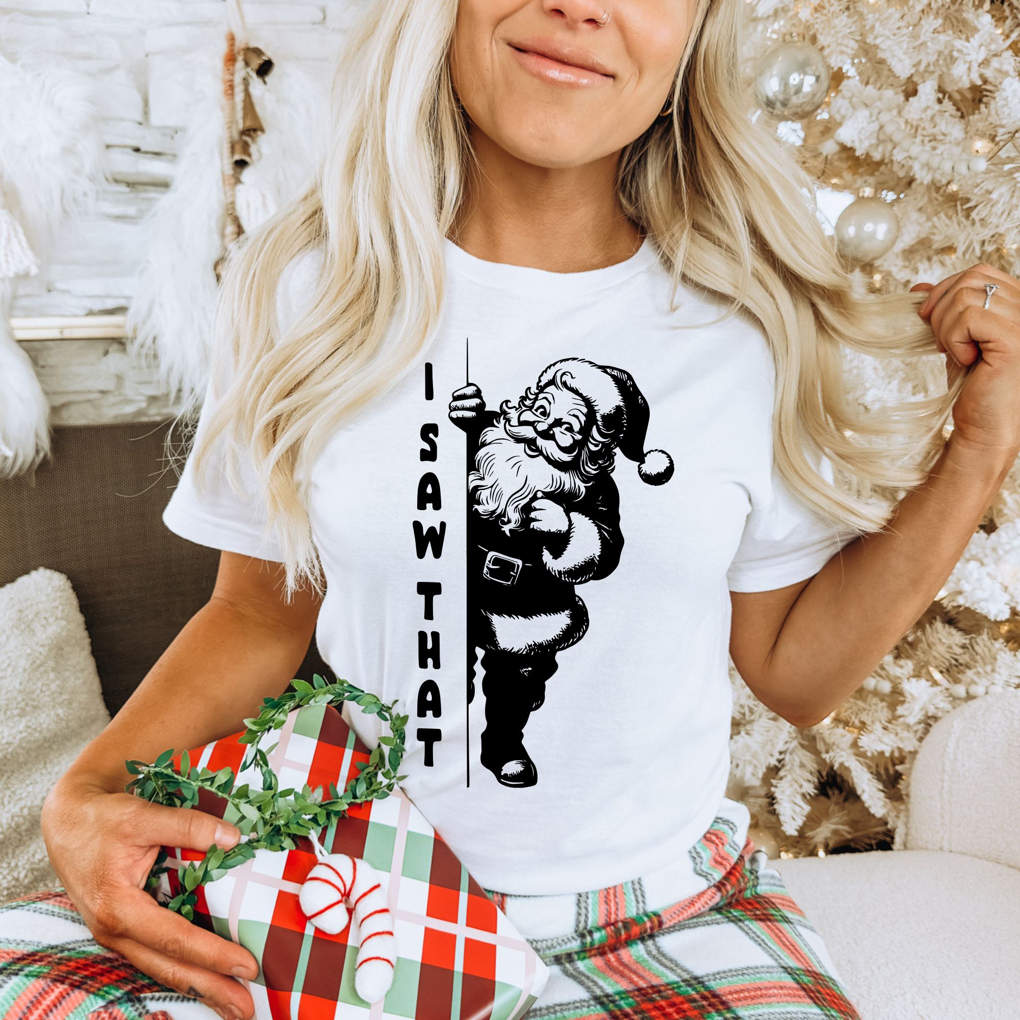 208T2.0 - Vendita all'ingrosso Maglietta serigrafata - Donna - Ho visto quella maglietta di Babbo Natale 3050