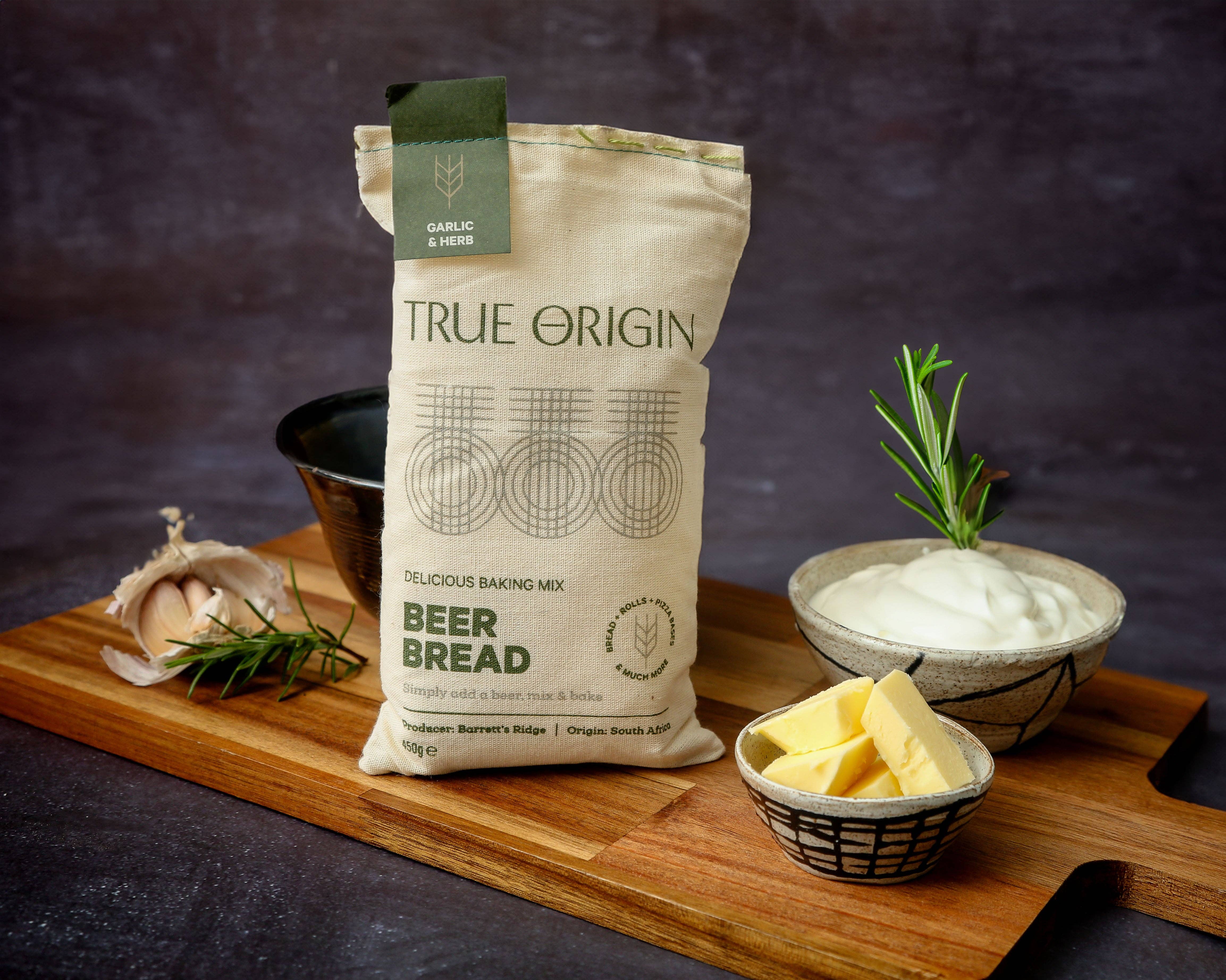 True Origin Foods – wholesale Bread mix – Garlic & Herb Beer Bread (450g)4