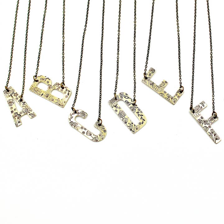 Floral Initial Necklace for wholesale by Carruthers Jewelry