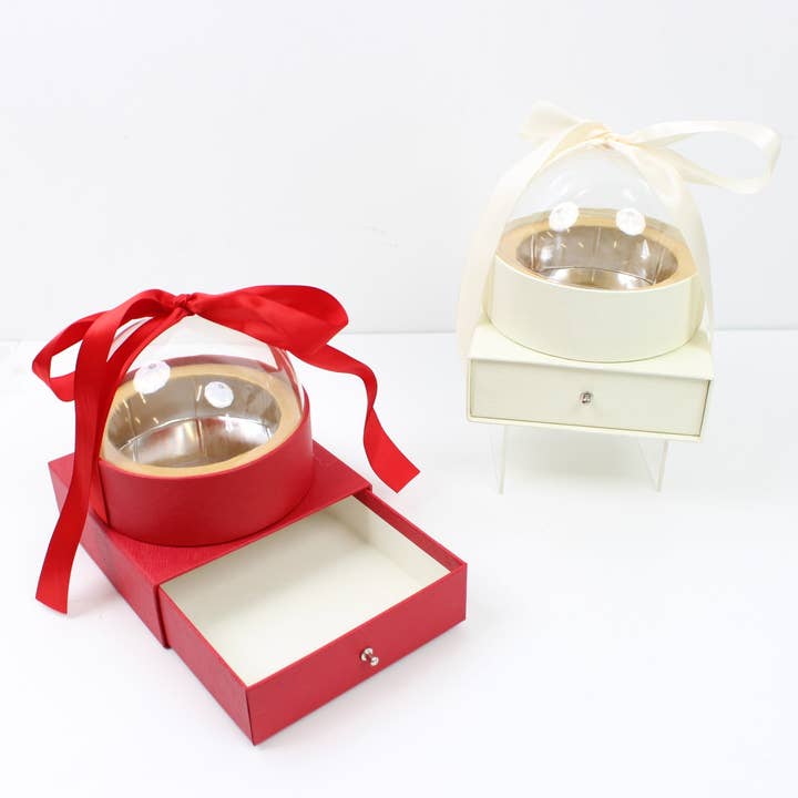 Elegant Design Supply – wholesale Presentbox – Round Globe Clear Top Flower Presentförpackning med band och låda