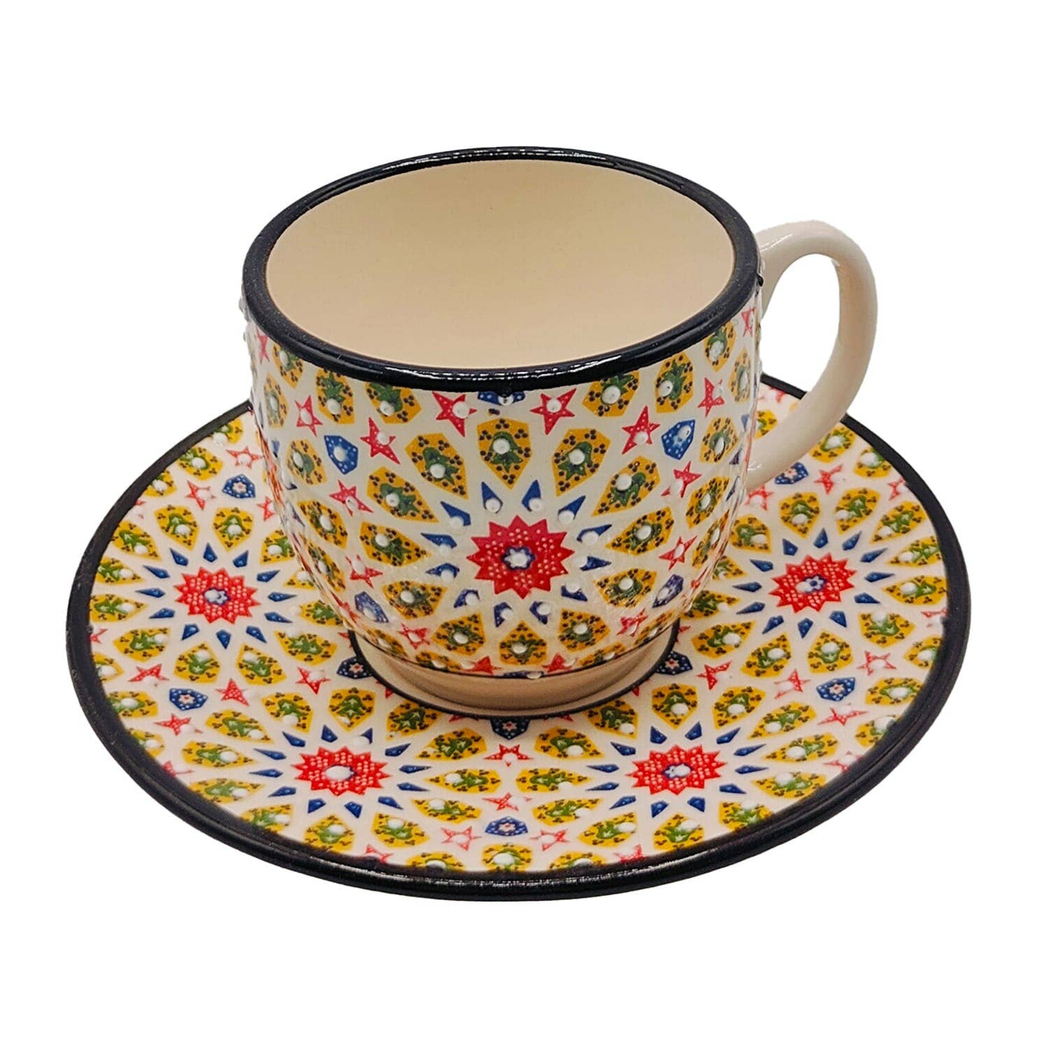 Etnico del Mondo - Wholesale Coffee/Tea Cup - Set of 6 Decorated Turkish Ceramic Coffee/Cappuccino Cups #12