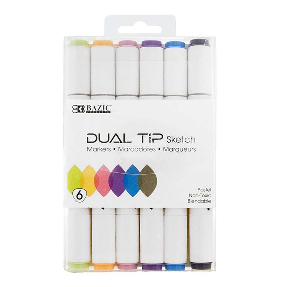 Luna Office Supply -  Everyday Essential – Engroshandel Marker – Dobbeltspids alkoholbaserede tuscher i 6 pastelfarver0