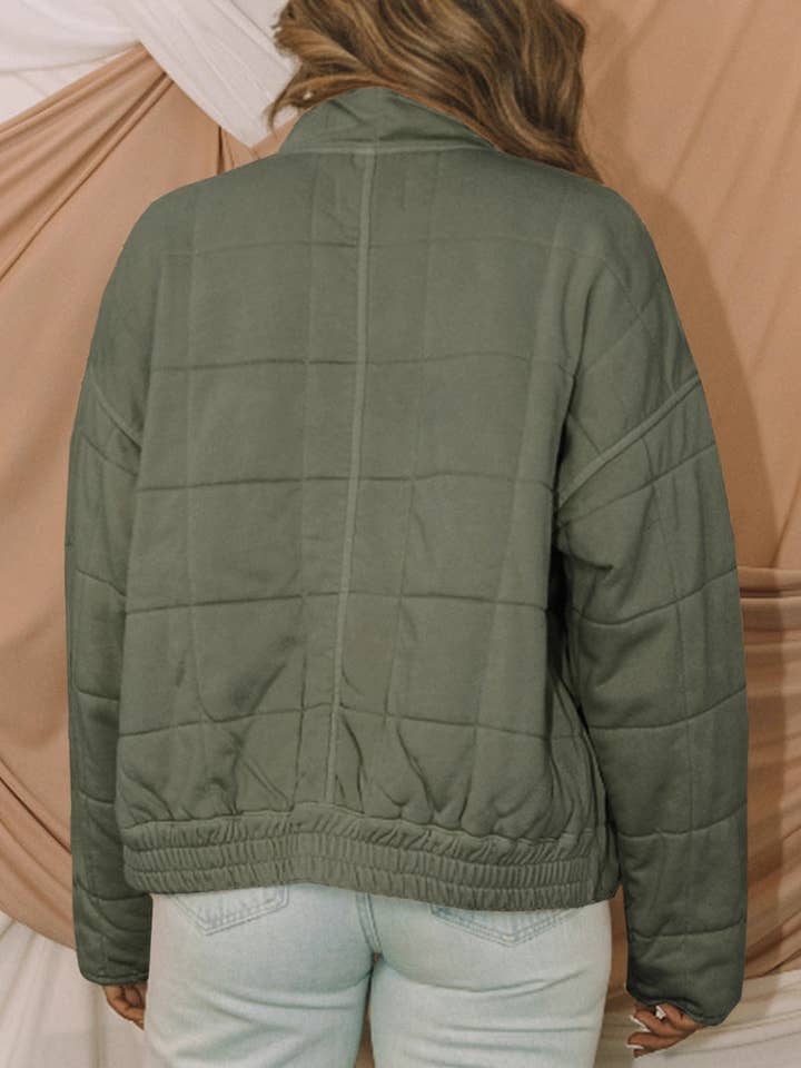 GREEN Quilted Zip-Up Jacket for wholesale on Faire3