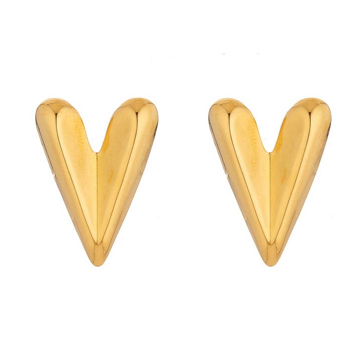 Minimalist Stainless Steel Heart Studs Earring-00331 for wholesale by Simply Jewels