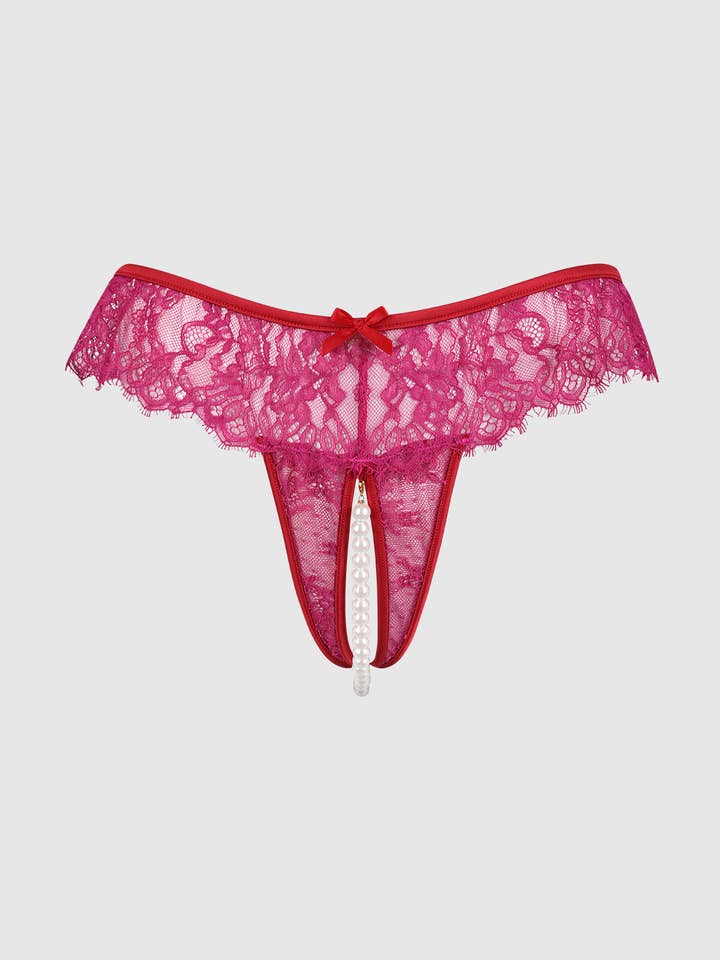 House of Desire – wholesale Underwear – Women's – JOCELYN LACE & PEARL CROTCHLESS THONG16