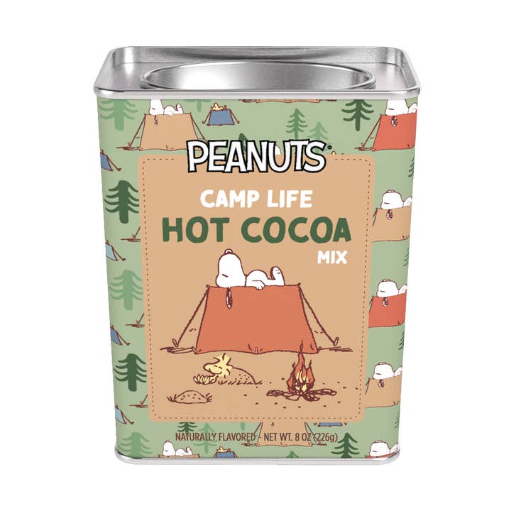 Peanuts® Snoopy Camp Life Chocolate Cocoa (8oz Tins) for wholesale by McSteven's