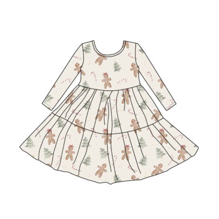 Bamboo Long Sleeve Twirl Dress | Gingerbread for wholesale by Emi Lei