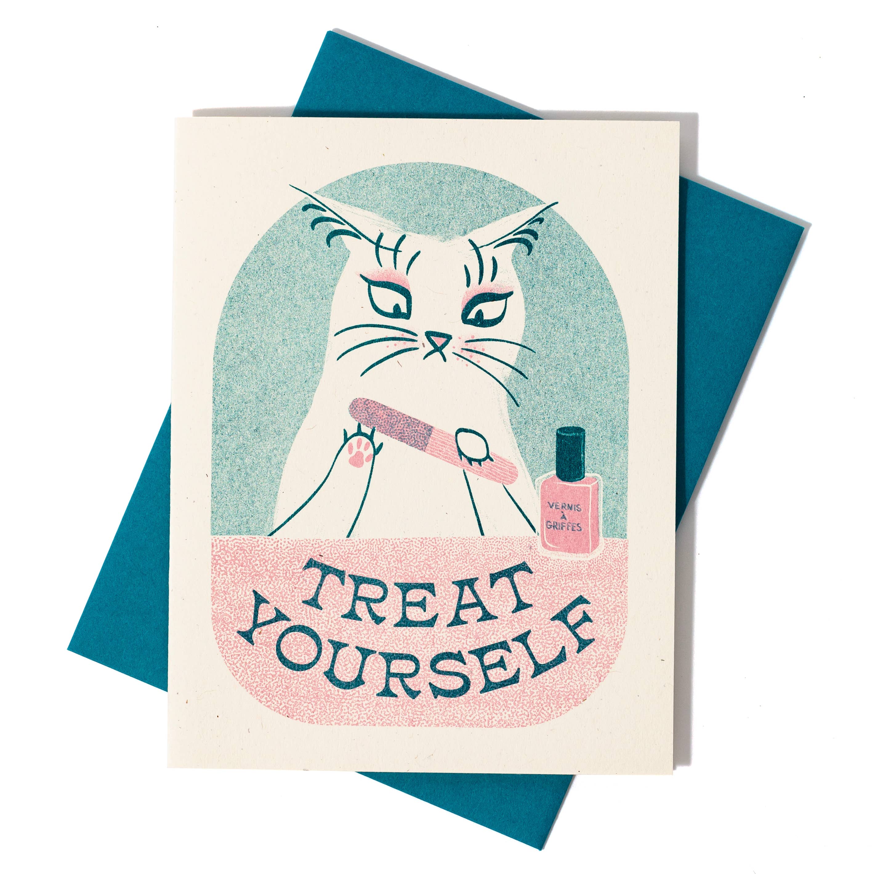 Bromstad Printing Co. - Vente Carte de vœux classique - Treat Yourself - Carte de vœux Risograph2