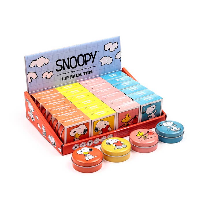 Peanuts Snoopy & Woodstock Lip Balm in a Tin for wholesale by Puckator EU