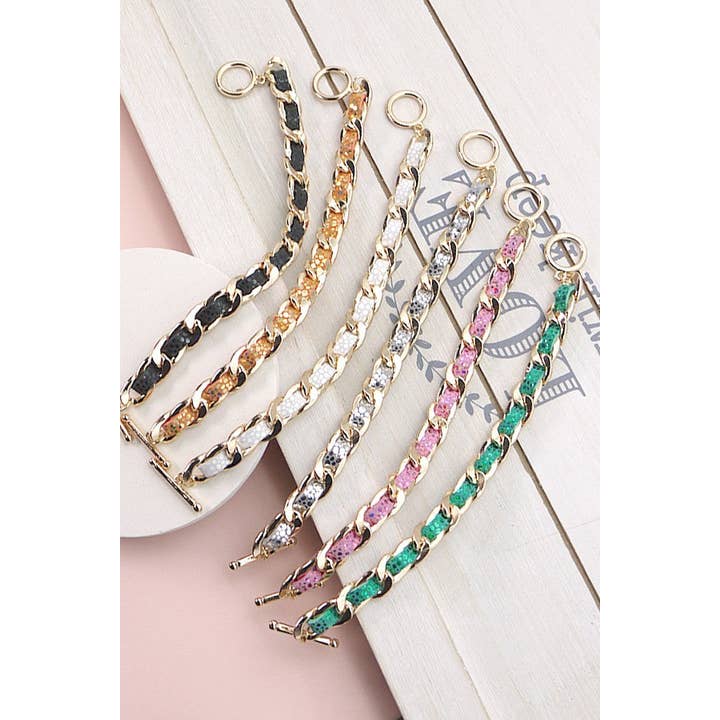 JOSSLYN by wall to wall - Wholesale Link & Chain Bracelet - FAUX LEATHER CHAIN BRACELET | 10B2120501