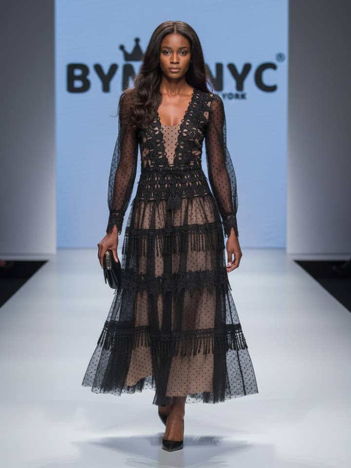 Black Midi Party Dress GRAMERCY: Prêt-à-Porter Line BYMANYC ® New York for wholesale by BYMANYC NEW YORK